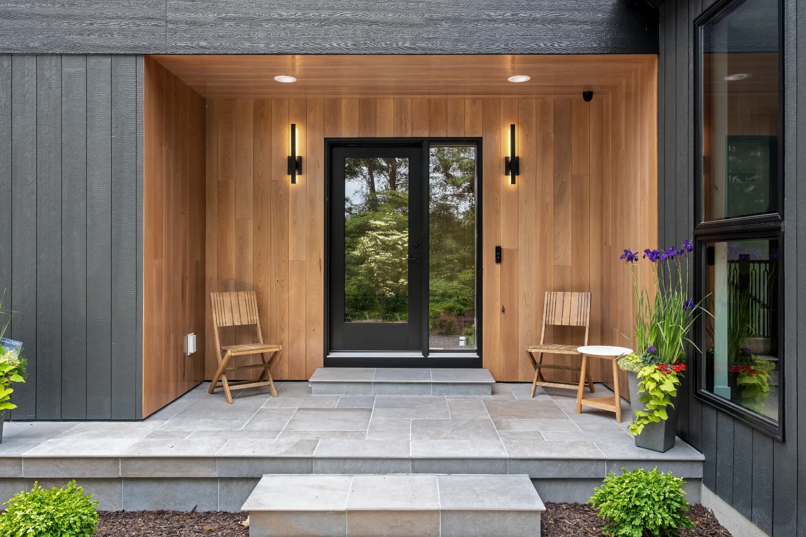 Entry, cedar-lined porch