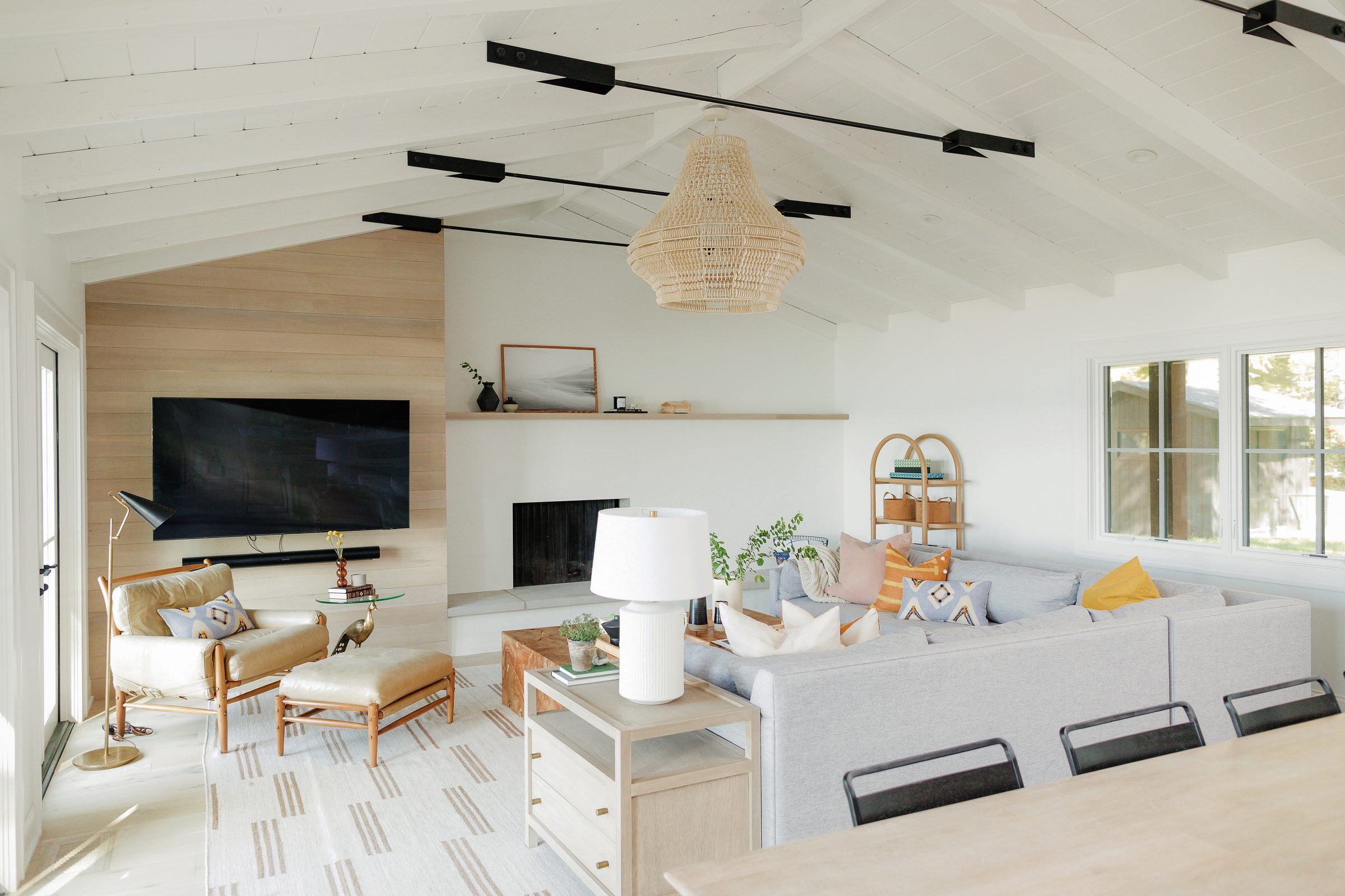 Living room, fireplace wall