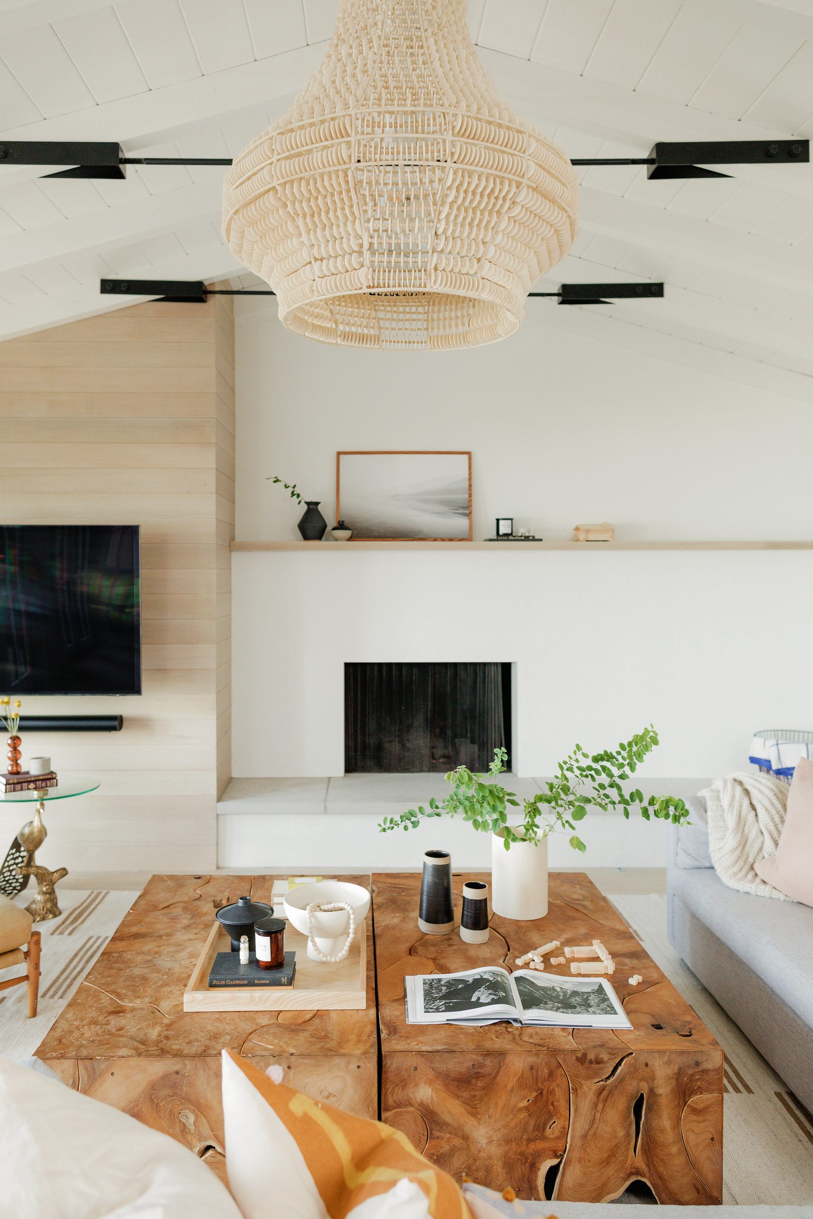 Fireplace and coffee table